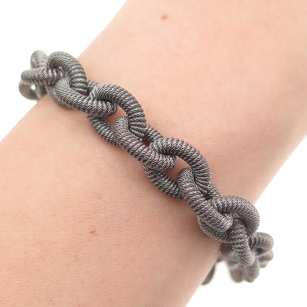 925 Sterling Silver Black Rhodium C Z Cable Link Bracelet 6.75"